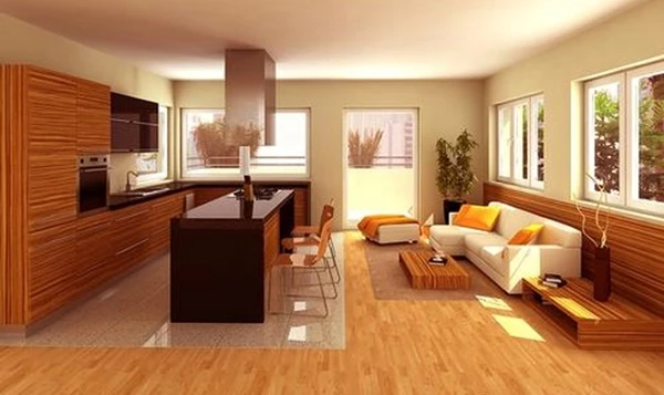 Una alternativa para separar espacios en un loft es colocar suelos diferentes
